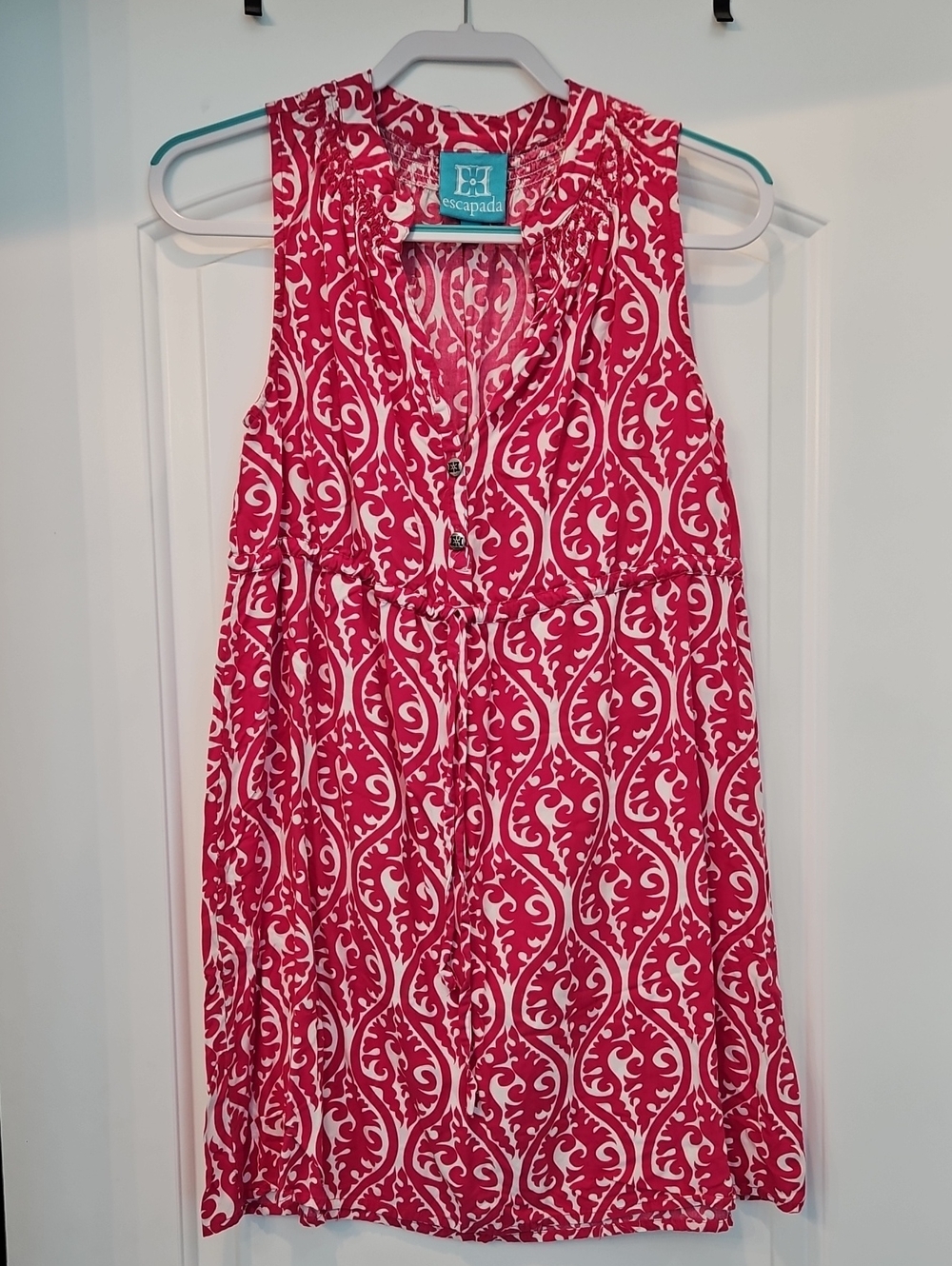 escapada Fuchsia and White Sleeveless Mini Dress